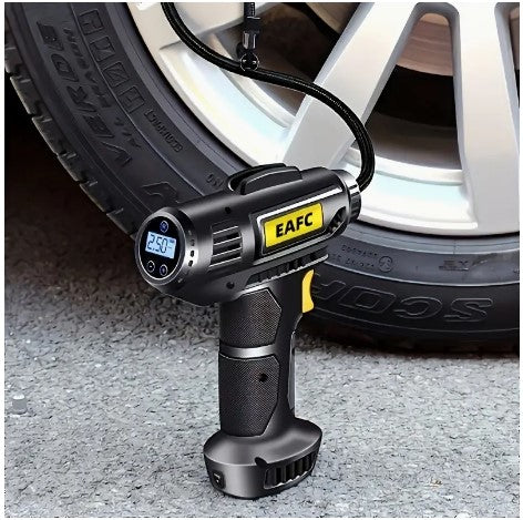 "On-the-Go Inflation: Cordless Car Tire Inflator with Light and Precision Gauge!"