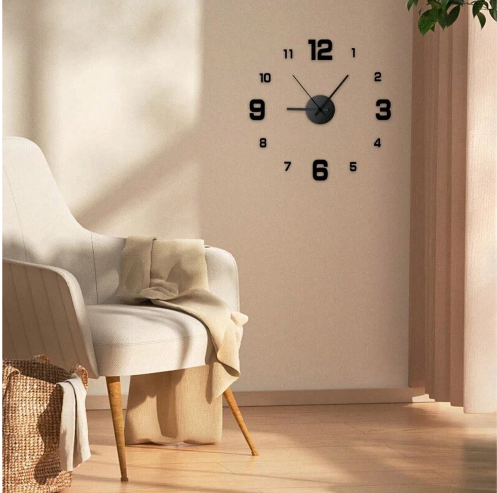 Timeless Elegance: Frameless DIY Wall Clock Sticker – Unleash Your Creativity for Silent, Stylish Living Room and Office Wall Decor!