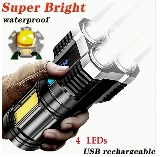 LuminXcel: Ultimate Rechargeable LED Flashlight with COB Side Light - Your Essential Camping Companion!
