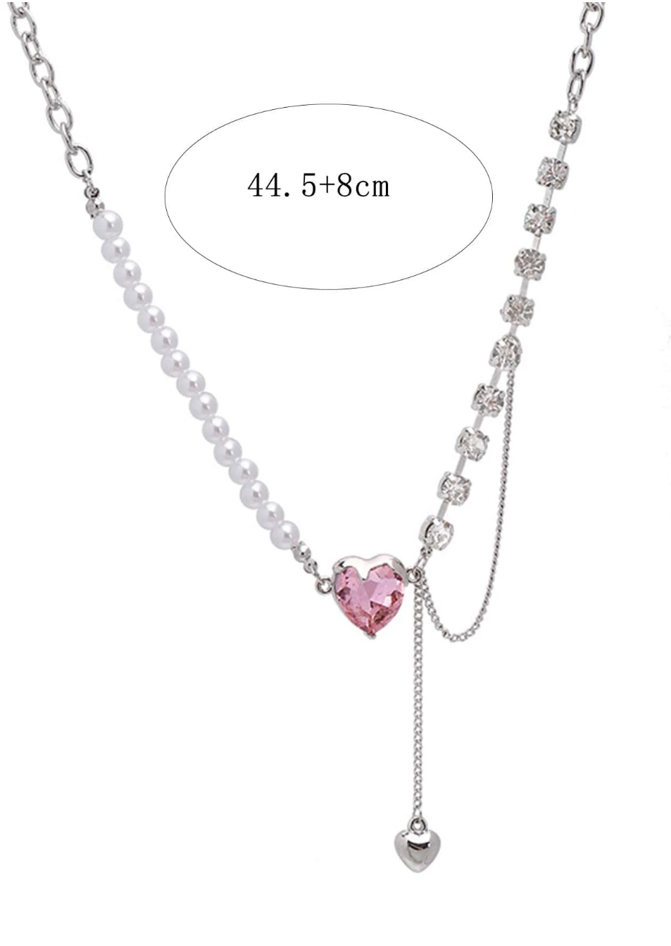 Dazzling Love: Y2K Silver Heart Pendant Necklace with Glass Rhinestone Decor – Perfect Dating Gift for Women!