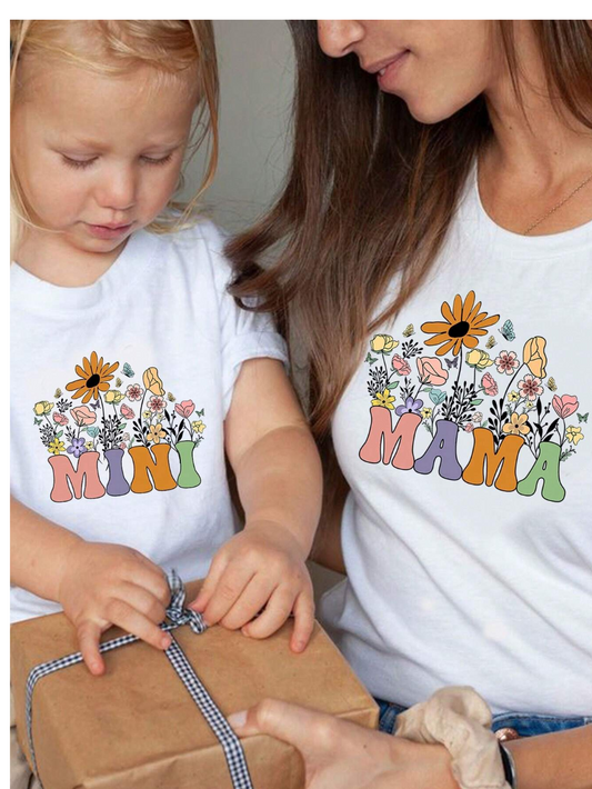 Blossom in Style: Young Girl's Summer Tee with Letter & Floral Prints!