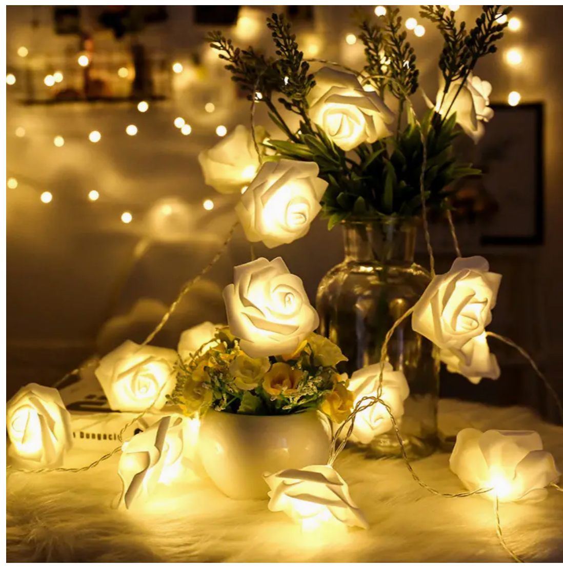 Glowing Romance: LED Rose String Lights for Magical Moments - Perfect for Valentine's Day, Weddings, and Year-Round Celebrations!
