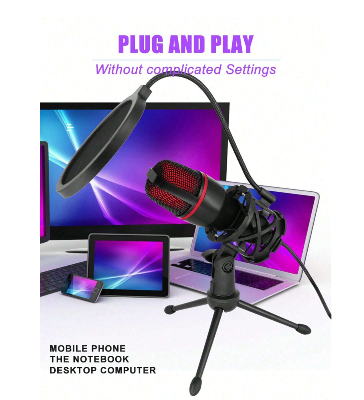 Studio Sound Oasis: 3.5mm Wired Home Stereo Microphone Stand – Elevate Your PC, Video Chat, Gaming, Podcasting, Meetings, and Beyond!