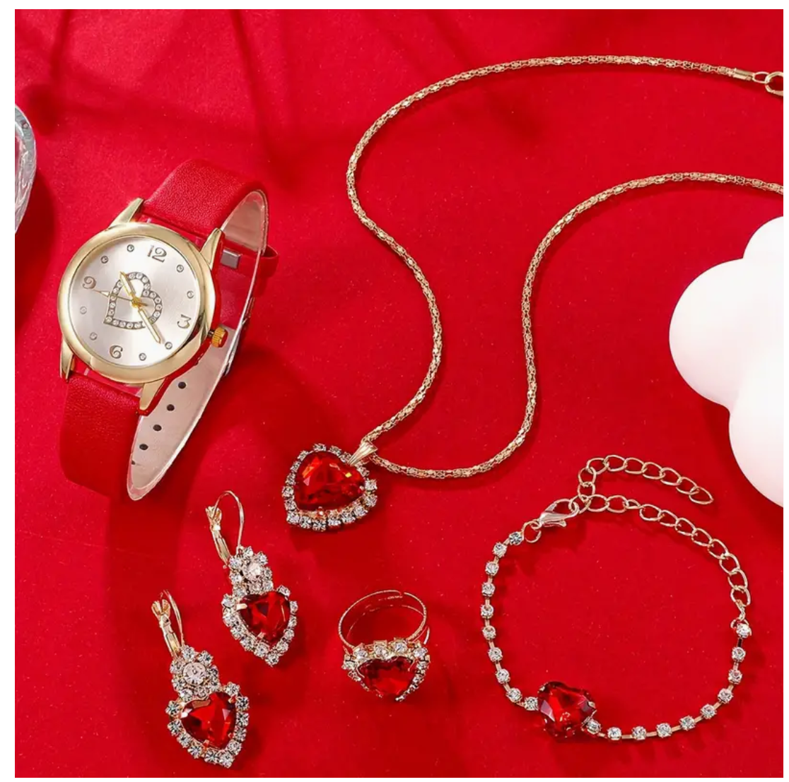 Heartfelt Elegance: 6pcs Women's Watch Set with Analog Rhinestone Decor – A Timeless Gift of Beauty and Grace!
