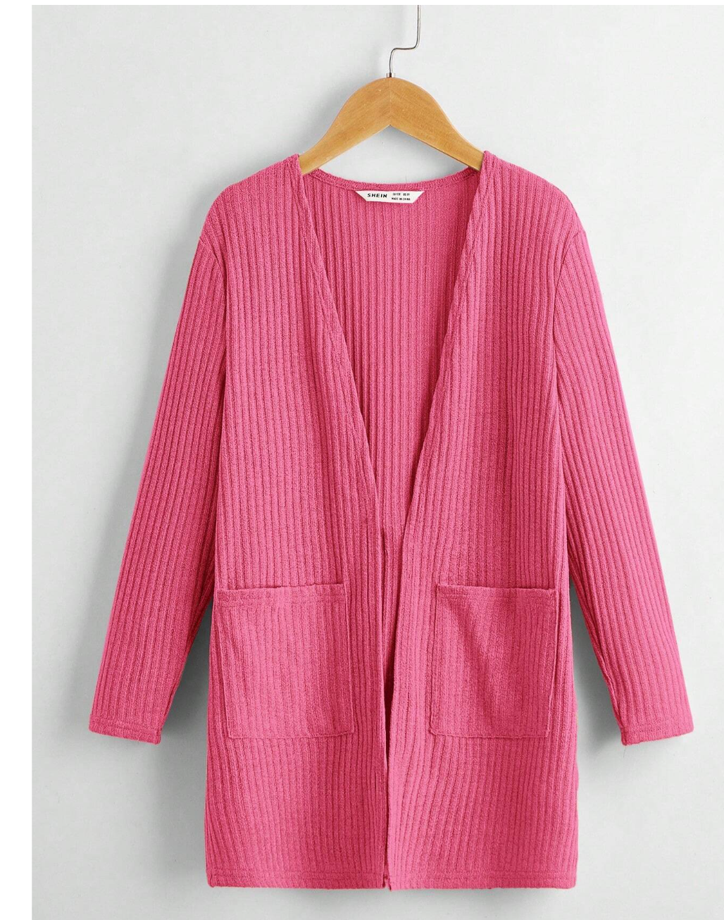 Tween Trendsetter: Kids EVRYDAY Open Front Rib-Knit Coat with Patch Pockets for Everyday Chic!