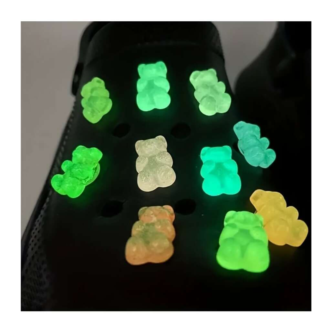 Glowing Footwear Fun: 10pcs Luminous Little Bear Shoe Charms - DIY Delight for Crocs and Sandals!
