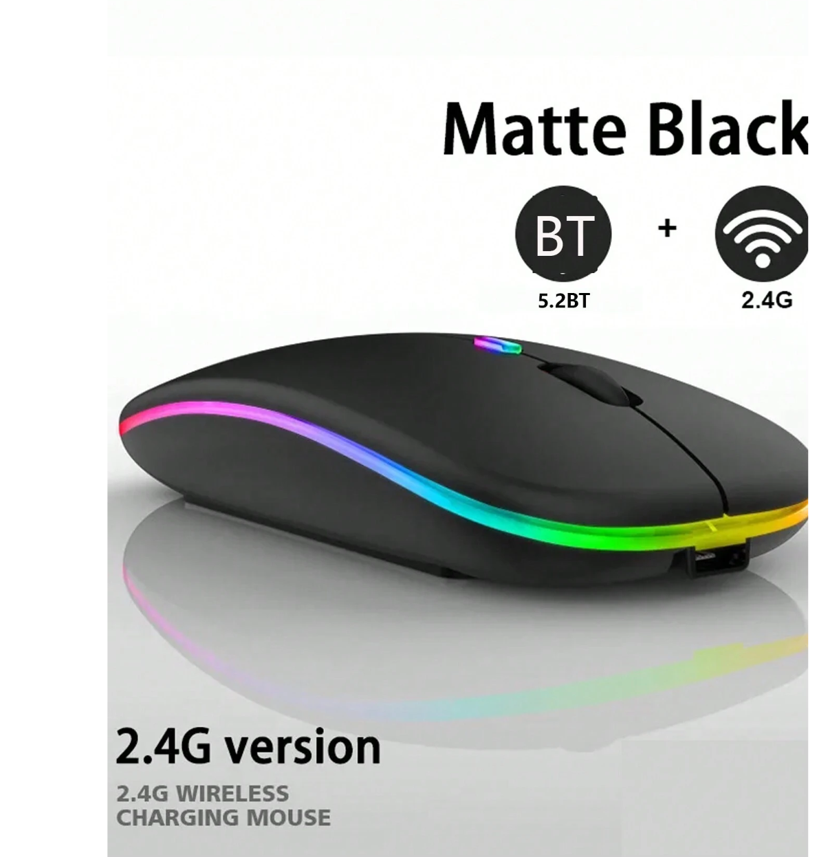 Glowing Precision: Rechargeable Dual-Mode Wireless Mouse for Computer/Laptop - Perfect for Office and Gaming!