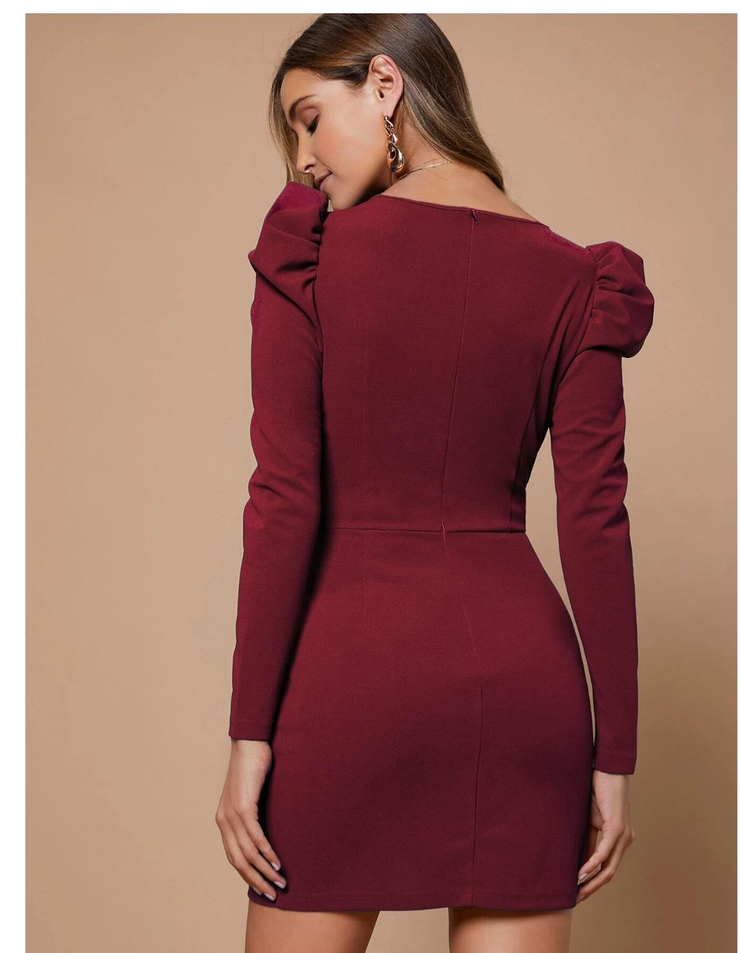 Power Play: BIZwear Solid Gigot Sleeve Dress for the Ultimate Workwear Chic!