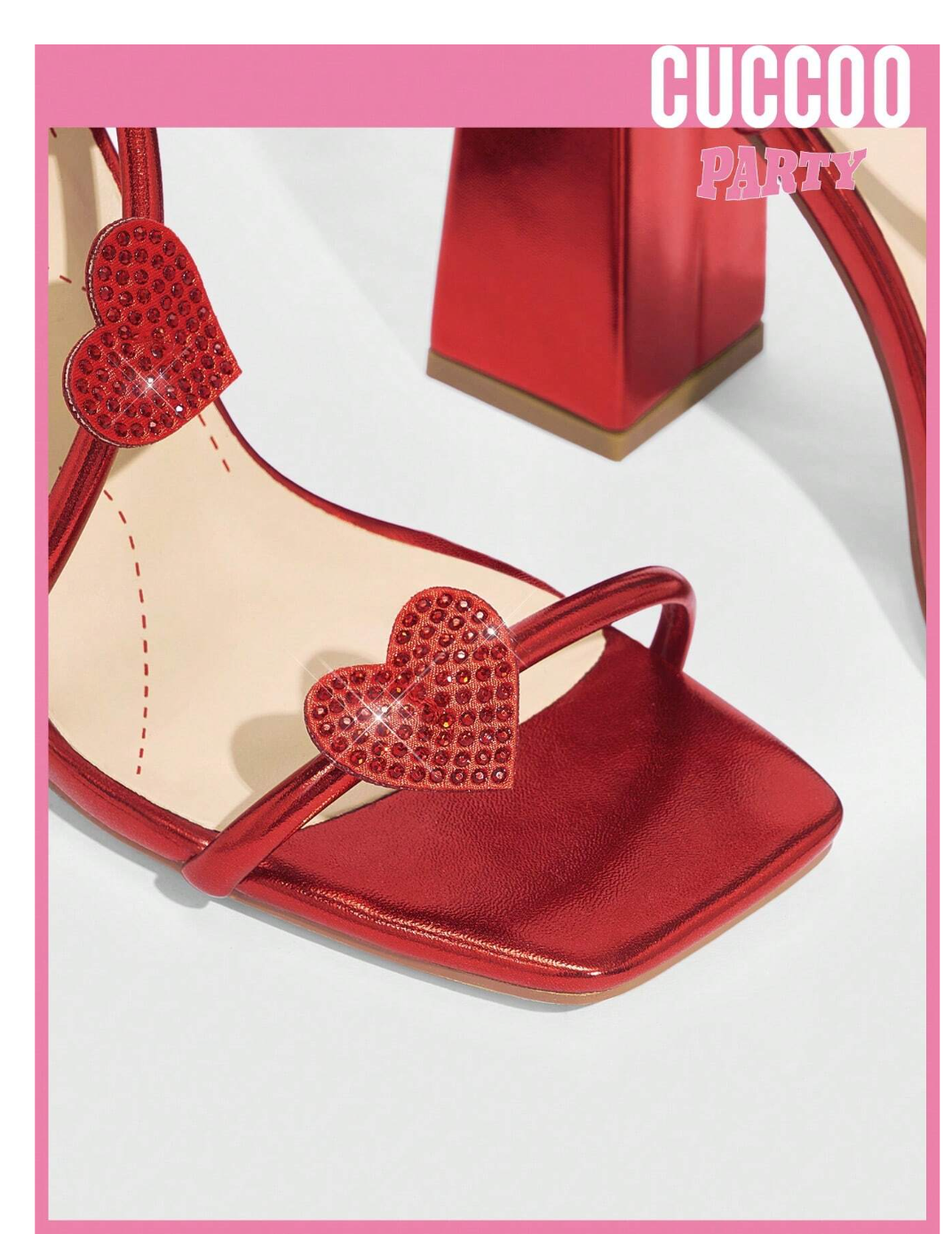 Heartbeat Chic: Cuccoo Party Collection - Valentine's Day High Heeled Heart Shaped Sandals for Women.