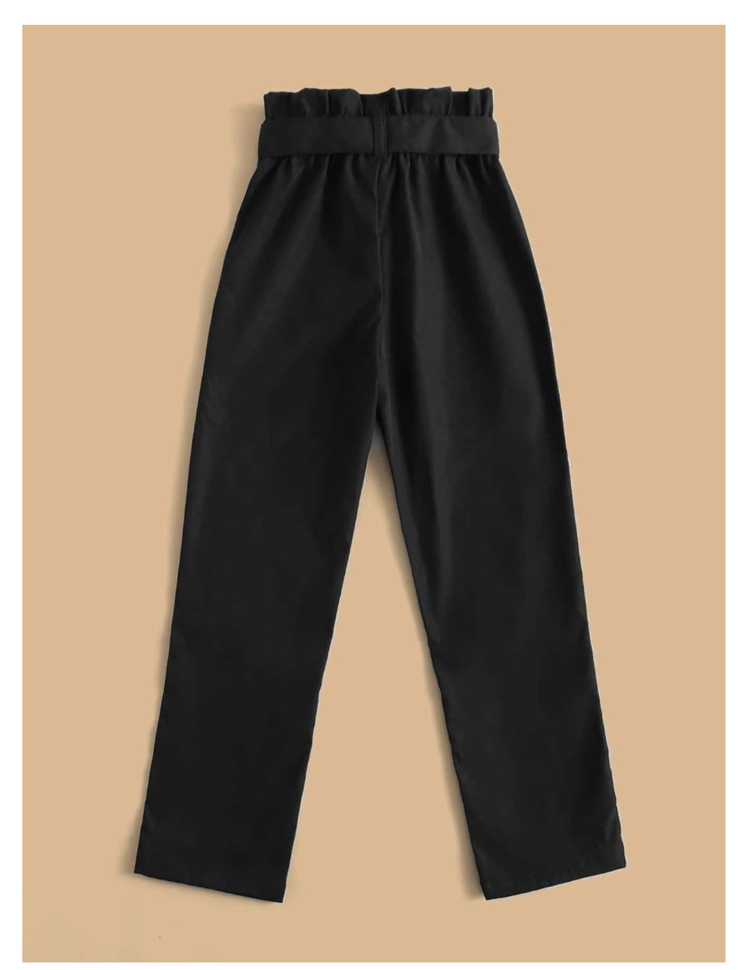 Stylish Comfort: Kids EVRYDAY Tween Girl's Trendy Solid Paper Bag Waist Belted Pants!