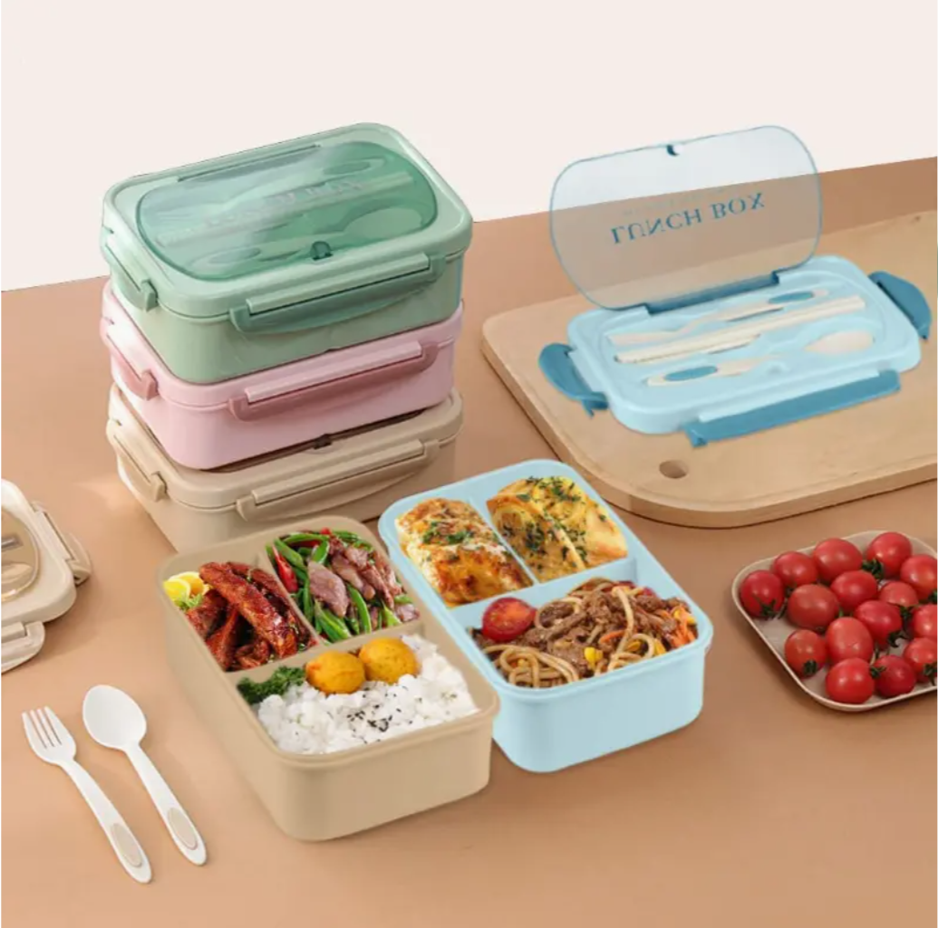 Square Delight: 33.81 oz Lunch Box for Office Warriors - Complete with Tableware, Microwave-Safe Divided Bento, Leakproof Container! Ideal for Back to School, College, and Kitchen Organization!