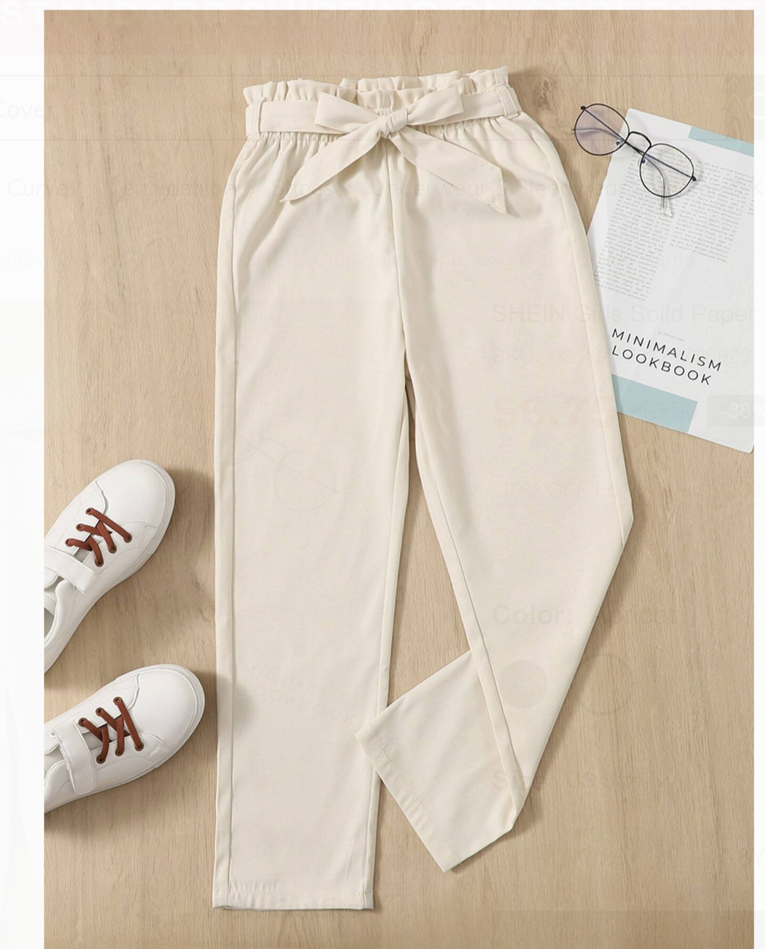 Stylish Comfort: Kids EVRYDAY Tween Girl's Trendy Solid Paper Bag Waist Belted Pants!