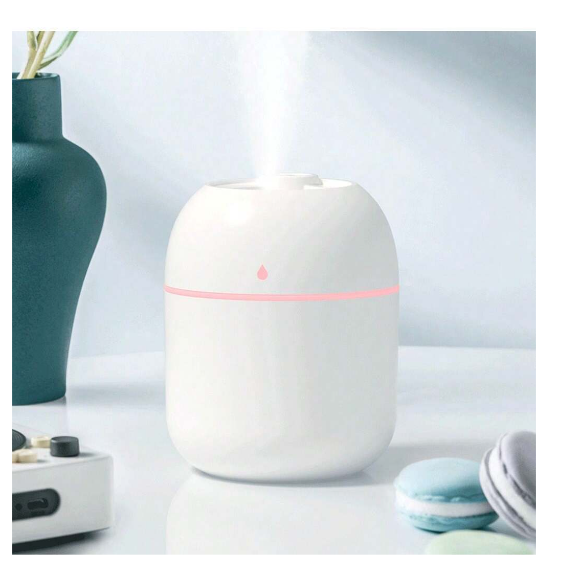 Serene Drops: Transform Your Space with 1pc Water Drop Shaped White Humidifier & LED Nebulizer!