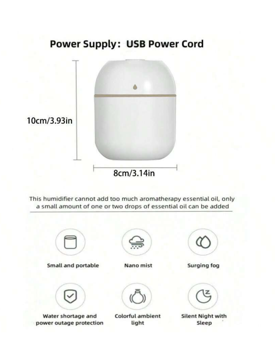 Serene Drops: Transform Your Space with 1pc Water Drop Shaped White Humidifier & LED Nebulizer!