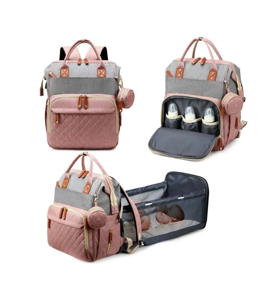 Color Fusion Convenience: Unveiling the 1pc Large Capacity Diaper Bag Backpack – Stylishly Spliced with Stroller Hanging Straps for Ultimate Portability!