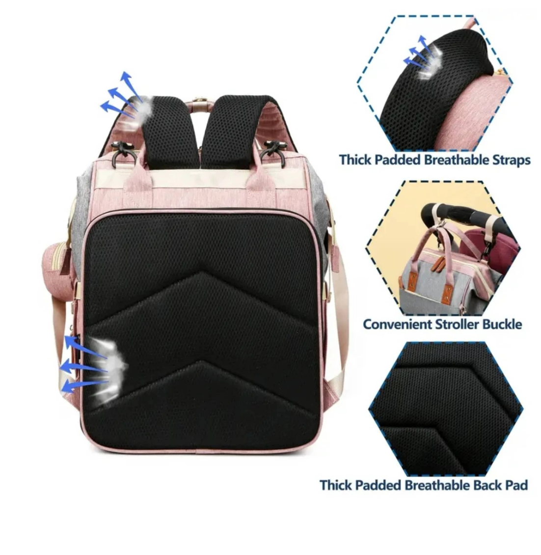 Color Fusion Convenience: Unveiling the 1pc Large Capacity Diaper Bag Backpack – Stylishly Spliced with Stroller Hanging Straps for Ultimate Portability!
