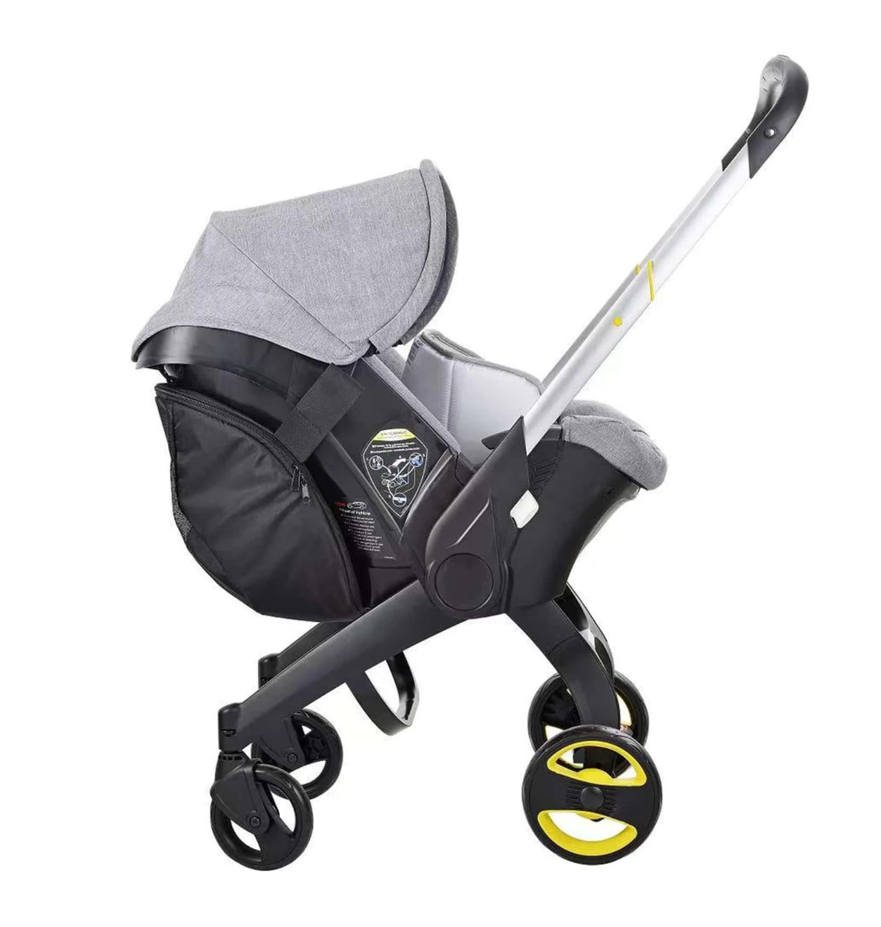 "Stroll in Style: 1pc Black Baby Stroller Storage Bag – Large Capacity, Adjustable Shoulder Strap, and Car Seat Compatibility for Ultimate Convenience!