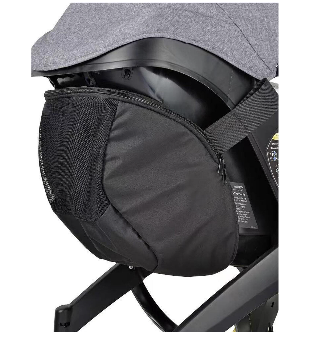 "Stroll in Style: 1pc Black Baby Stroller Storage Bag – Large Capacity, Adjustable Shoulder Strap, and Car Seat Compatibility for Ultimate Convenience!