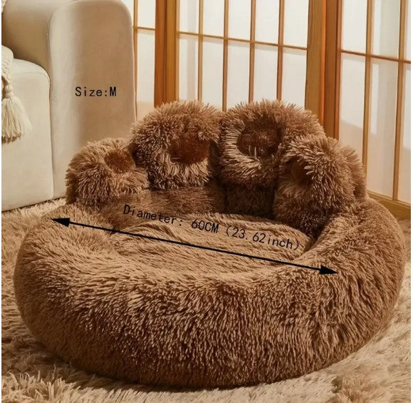 "Cozy Winter Retreat: Long Plush Cat and Dog Kennel - Warm Pet Bed for Snug Sleeps and Comfortable Lounging!"