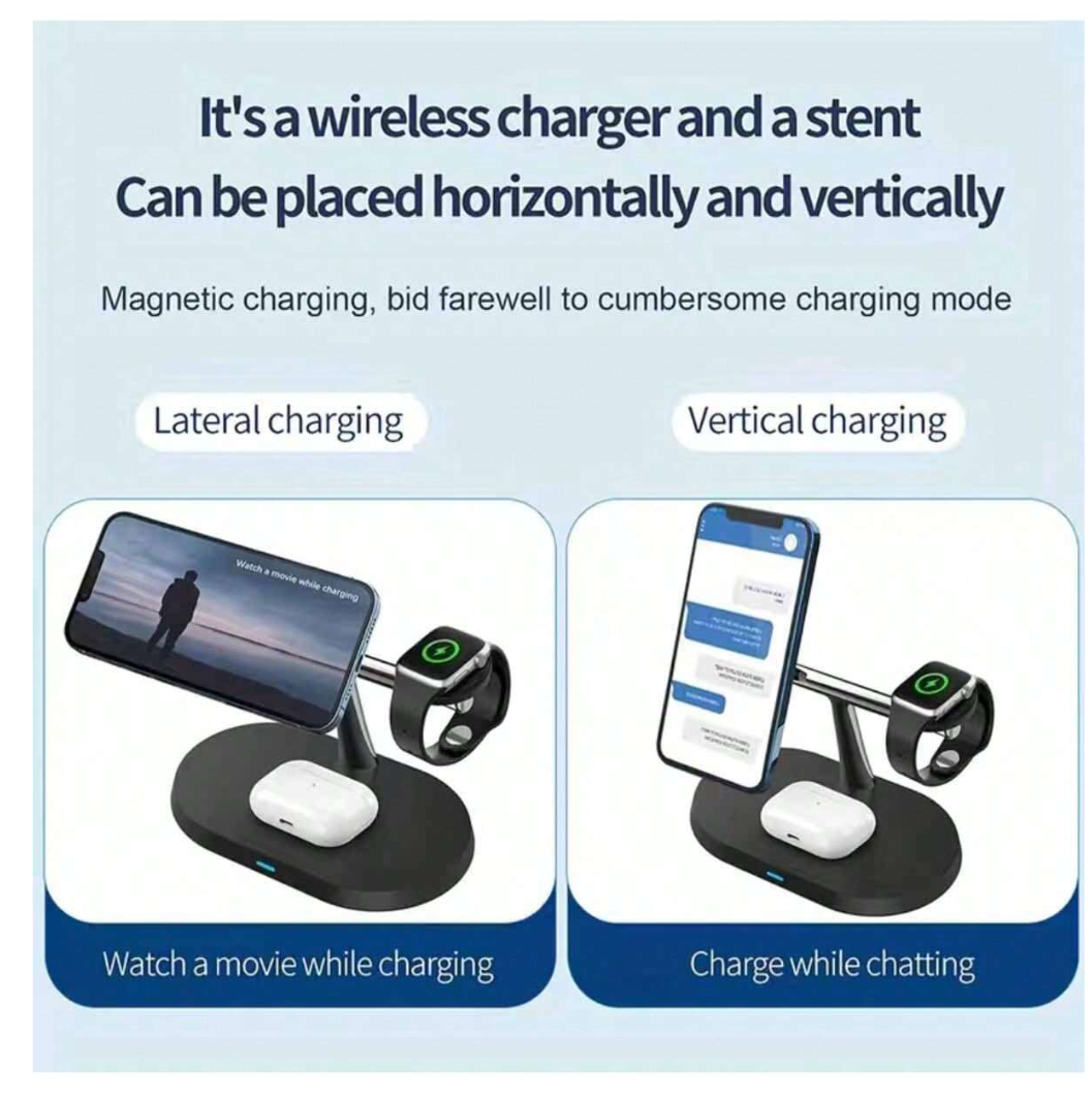 Magnetic Mastery: 3-in-1 Fast Wireless Charging Station for iPhone, Apple Watch & AirPods – Elevate Your Charging Experience!