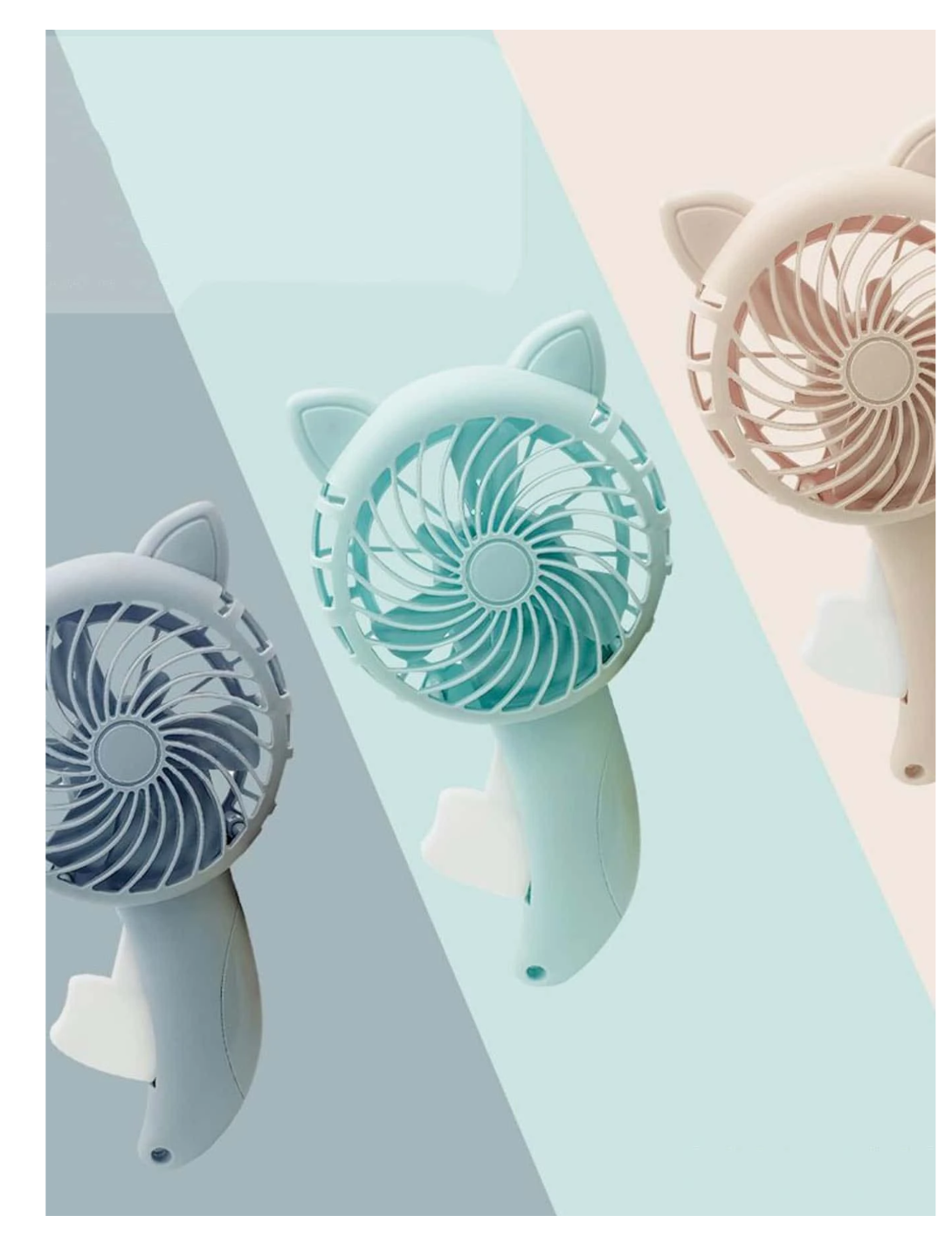 Feline Breeze: Portable Hand-Pressed Cartoon Cat Ear Fan - Stay Cool in Style!