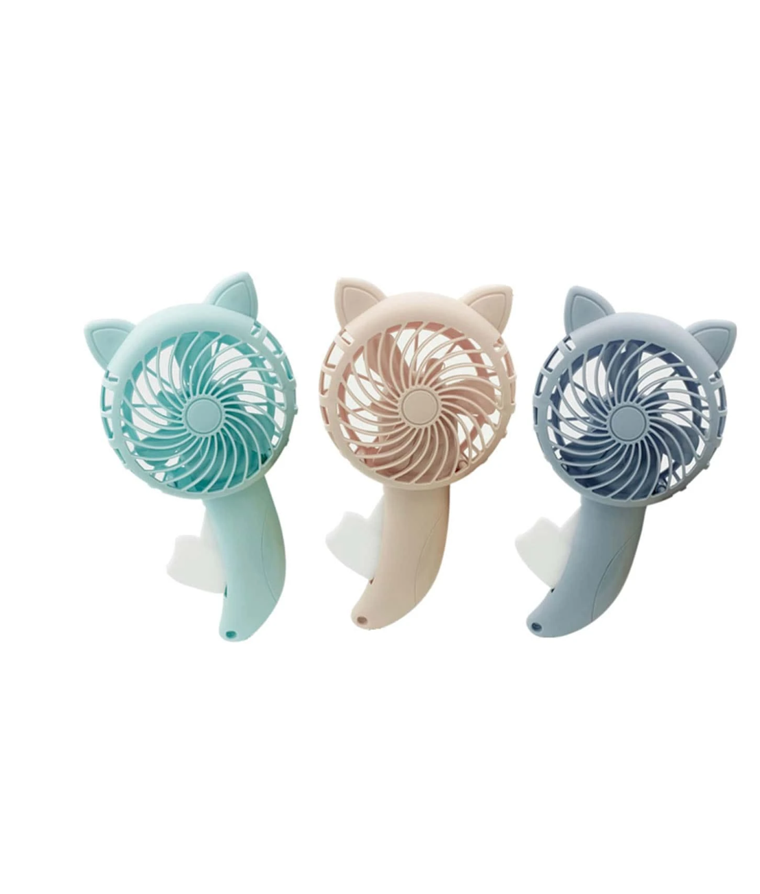 Feline Breeze: Portable Hand-Pressed Cartoon Cat Ear Fan - Stay Cool in Style!