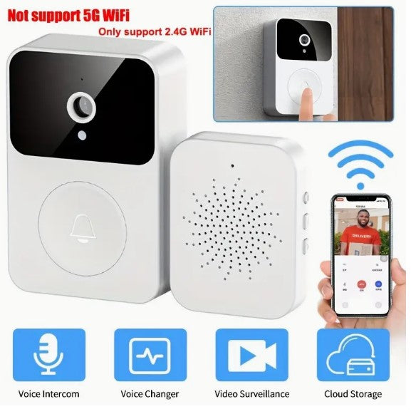 "Secure Smart Entry: Wireless Doorbell Camera with HD Night Vision, Two-Way Calls, and App Control for Ultimate Home Security and Convenience!"