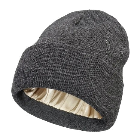 Satin Elegance: Soft Coldproof Satin Lined Beanie - Solid Color Skull Cap, Elastic Knit Hats, Warm Cuffed Beanies for Women & Men in Autumn & Winter