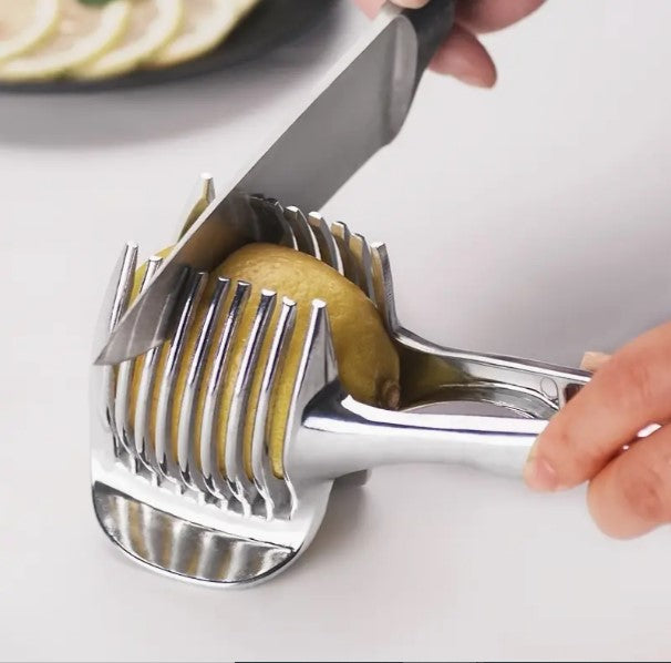 Effortless Slicing Mastery: Stainless Steel Kitchen Utensil for Tomatoes, Lemons, and Onions!