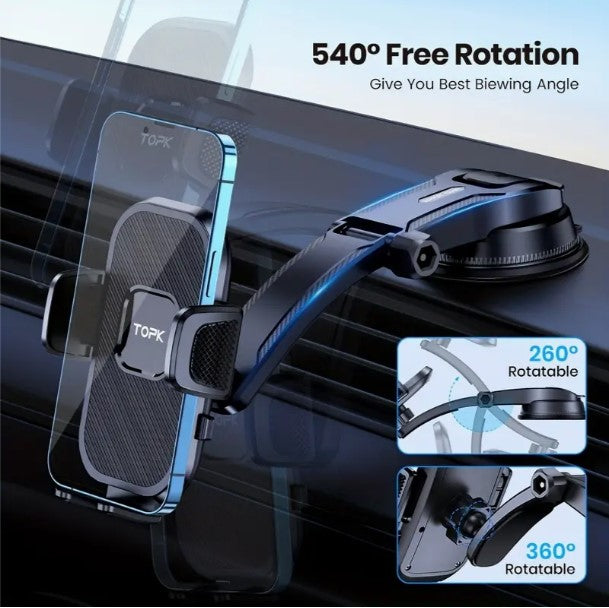 Versatile Dashboard Car Phone Holder: Securely Mount Any Phone Horizontally and Vertically!