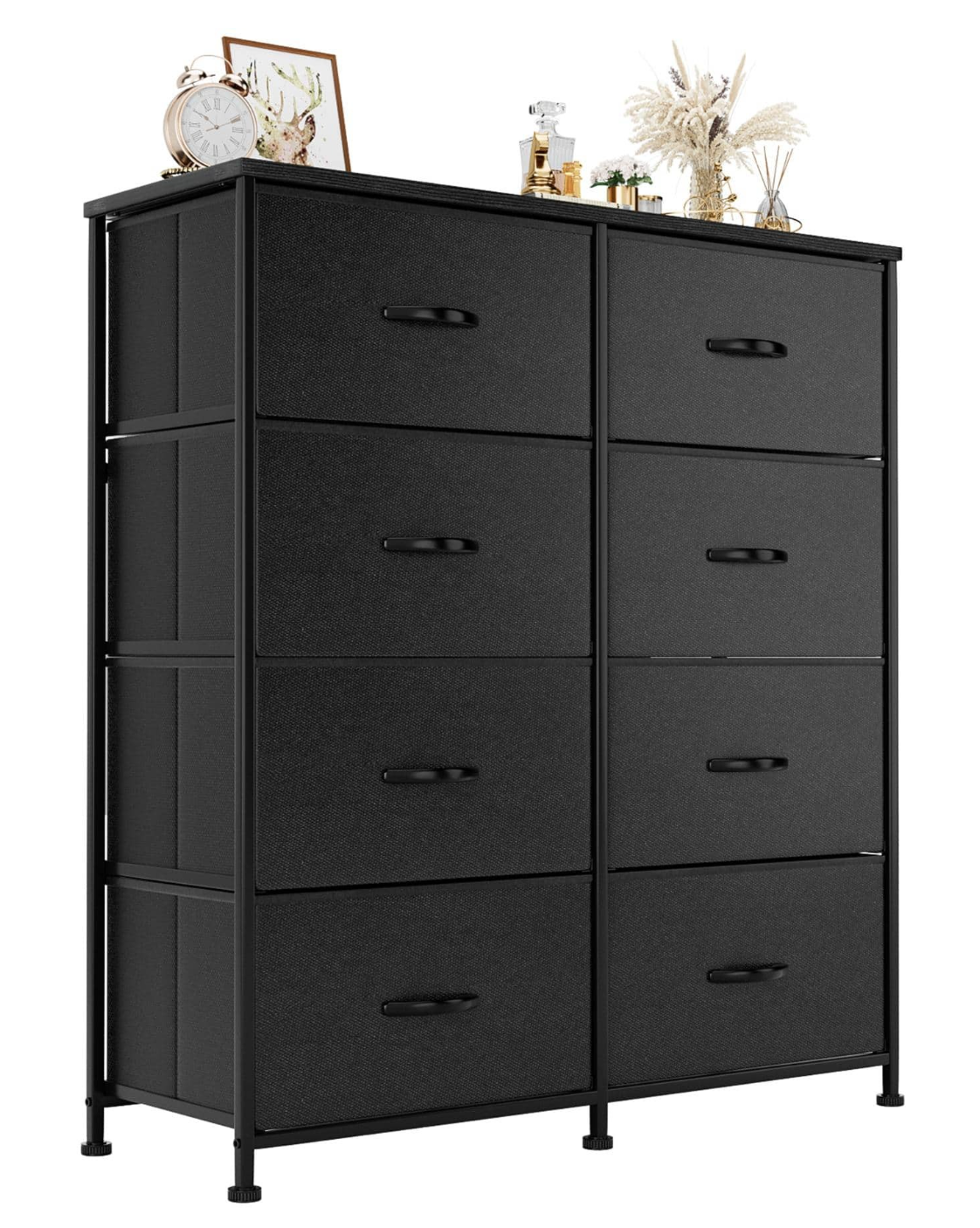 Chic Organization Bliss: Furmax Fabric Dresser - 8 Drawer Tall Tower with Stylish Fabric Bins for Bedroom, Closet, and Beyond in Sleek Black Design!