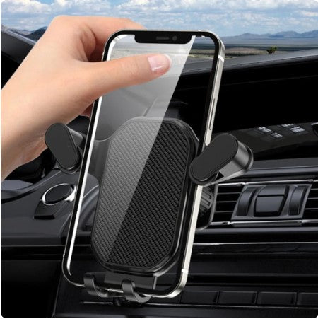 Revolutionary One-Handed Gravity Car Phone Holder: 360° Rotation, Air Vent Hook Mount for Smartphones!