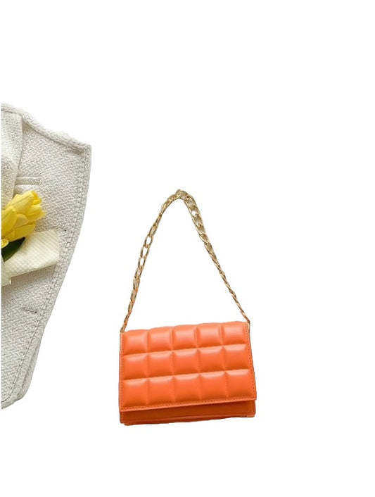 Mini Checkered Pressed Chain Flap French Stick Shoulder Bag for Stylish Women