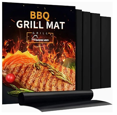 "Grill Master's Arsenal: 5-Piece Heavy Duty Non-Stick Grill Mats - Reusable BBQ and Baking Mats for Effortless Grilling, Extended Warranty Included"