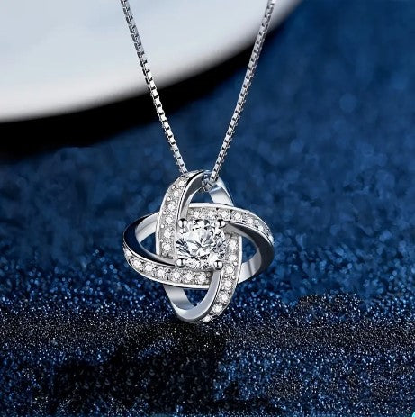 Timeless Elegance: Cubic Zirconia Love Knot Necklace - A Heartfelt Gift for My Beautiful Mom, Perfect for Mother's Day