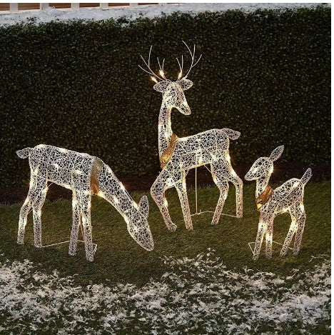 "Sparkling Holiday Trio: 3pcs Iron Art Christmas Deer Elk Luminous Ornament Set for Stunning Indoor and Outdoor Christmas Yard Decor!"