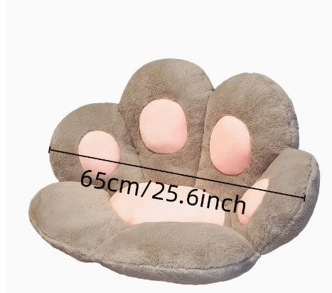 "CozyCartoon: 25.59-inch Half Wrap Bear Paw Cushion - Winter Office or Student Seat Cushion with Quirky Cat Paw Design"