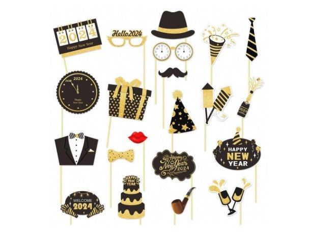 Ring in 2024 with Style: 21-Piece New Year Party Pack for Festive Decor & Memorable Photos