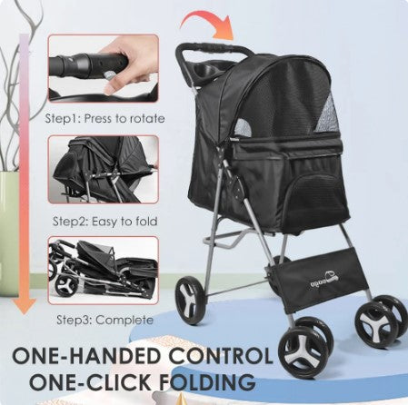 Versatile Pet Travel Solution: Detachable Baby Stroller and Dog Pull Cart - Double Layer, Lightweight, Four-Wheel Design for Ultimate Comfort and Mobility!