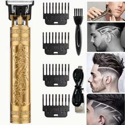 Revive Retro Style with Precision: T9 Vintage Cordless Electric Hair Clipper & Beard Trimmer - USB Chargeable Grooming Kit