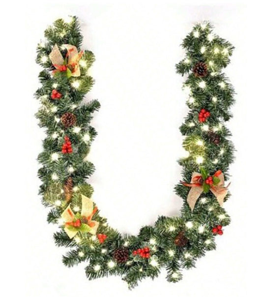 Deck the Halls with 5.9ft Artificial Christmas Garland: Greenery, Pine Cones, Red Berries Perfect for Indoor, Outdoor, Stairs, Mantles, Front, Weddings, Xmas, and New Year Party Decor