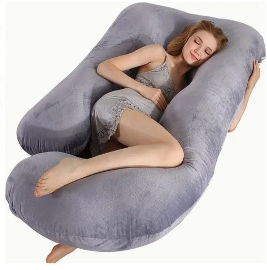 "CuddleMe Comfort: Multifunctional C-Shaped Pregnancy Pillow - Crystal Velvet Support for a Blissful Journey to Motherhood!"