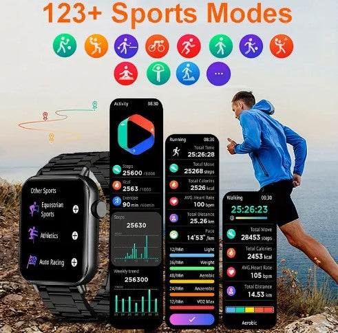 Smart Dial & Music Call Smartwatch: Fitness Tracker for Women and Men, Steel Smart-watch Compatible with Android and iOS