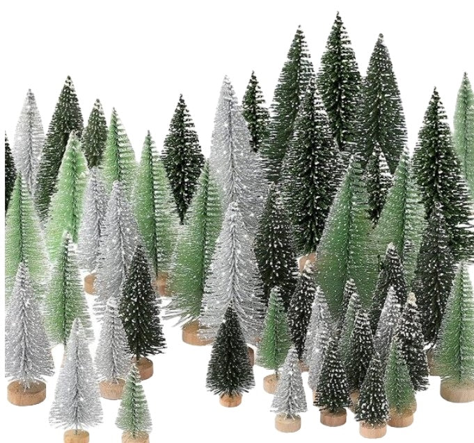 Enchanting Ensemble: Set of 6 Mini Christmas Trees for Festive Décor, Table Settings, and Delightful Holiday Ambiance