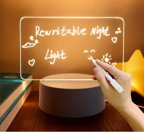 Enchanting Illumination: 1pc Creative LED Note Board & 3D Visualization Lamp - Perfect Gift for Girlfriends, Elevating Night Lamp Experience!