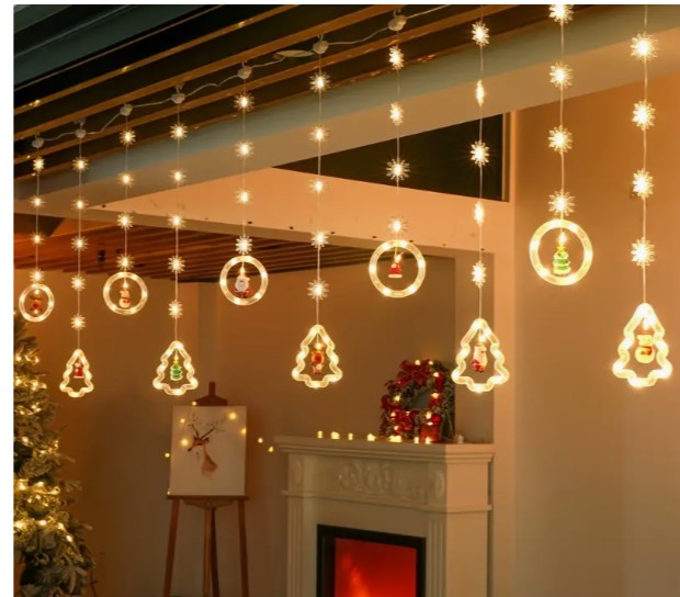 "Remote Glow Delight: Dimmable LED Christmas Curtain Lights for Festive Room & Party Decor!"
