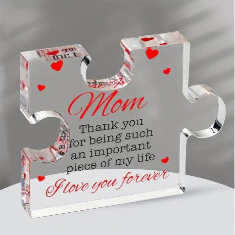 Sentimental Engravings: Acrylic Block Puzzle - A Perfect Birthday Gift for Mom! Commemorative, Inspirational, and Creative - Ideal for Holiday Accessory and Party Supplies