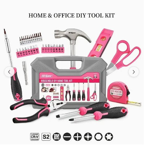 "Pink Brilliance: 42-Piece Tool Set - Empowering DIY Kit for Daily Decor and Maintenance, a Creative Gift for Ladies"