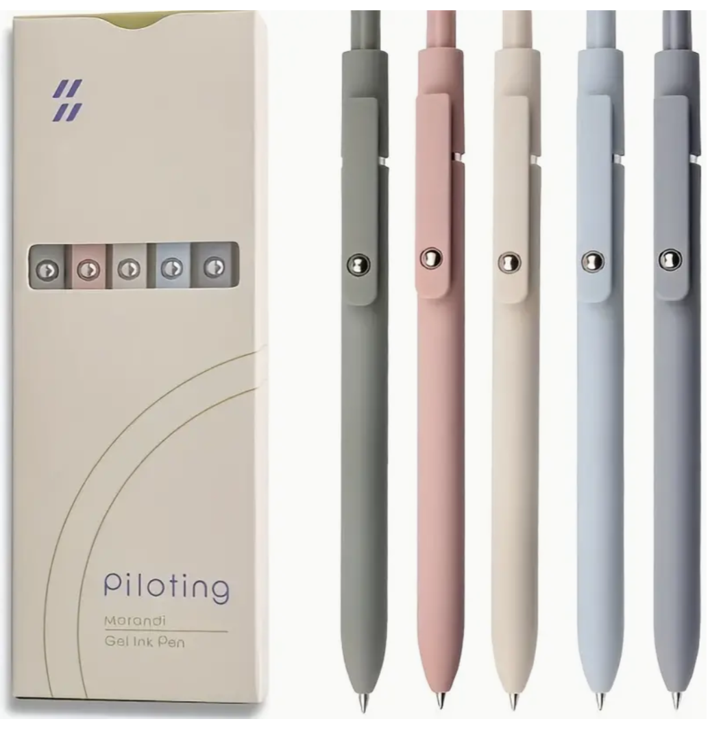Vibrant Morandi Hues: 5-Piece Gel Pens Set with Quick-Dry Black Ink, Fine 0.5mm Point, and Premium Retractable Design for Effortless Writing in Home, School, and Office