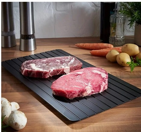 "Swift Thaw: Fast Defrost Tray for Rapidly Thawing Frozen Meat, Fruit & More - Essential Kitchen Gadget"